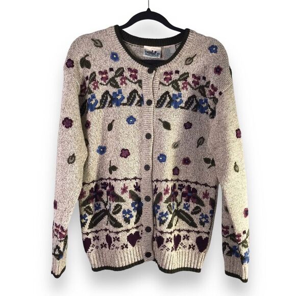 Northern Reflections Womens Size Small Floral Cardigan Wool Blend Granny Cottage - Picture 1 of 16